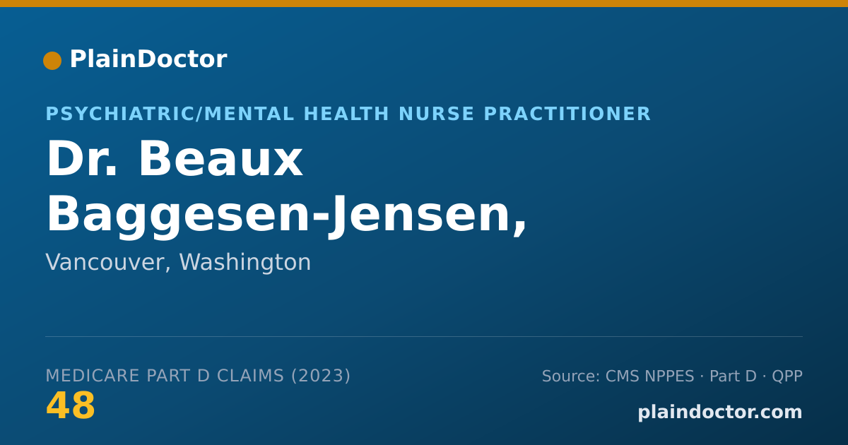 Shareable card for Beaux Baggesen-Jensen, PMHNP-BC, ARNP, MSW - Psychiatric/Mental Health Nurse Practitioner, Vancouver, WA