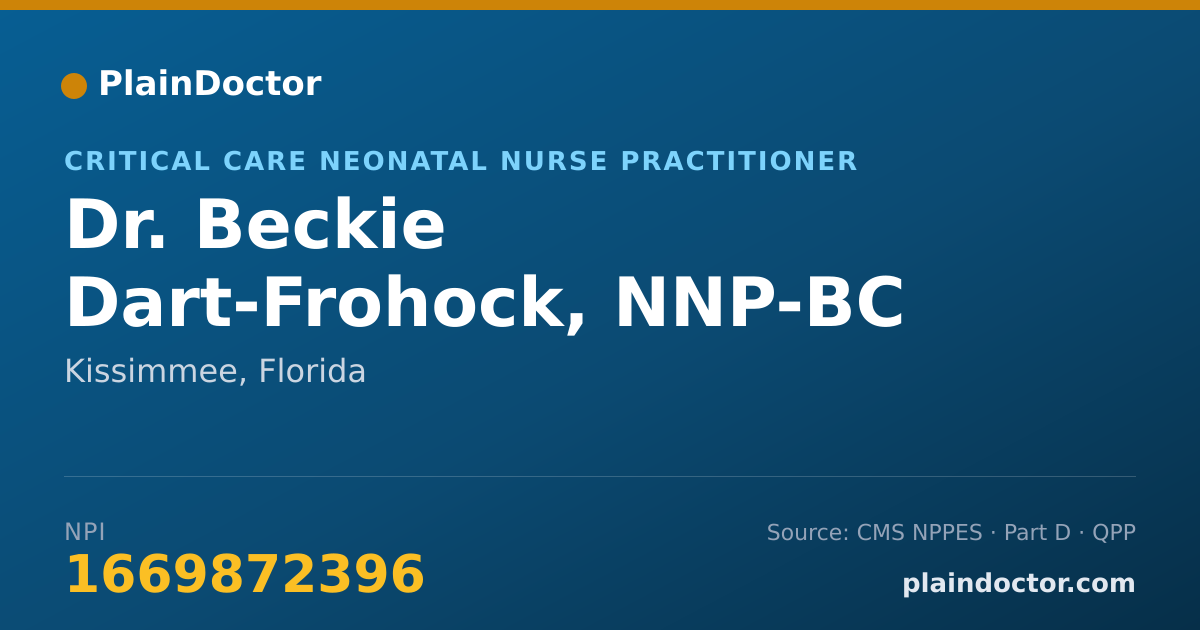 Shareable card for Beckie Dart-Frohock, NNP-BC - Critical Care Neonatal Nurse Practitioner, Kissimmee, FL