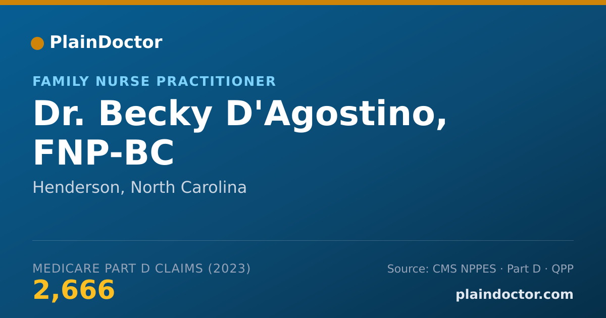 Shareable card for Becky D'Agostino, FNP-BC - Family Nurse Practitioner, Henderson, NC