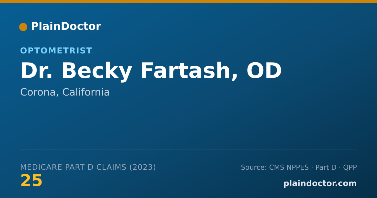 Shareable card for Becky Fartash, OD - Optometrist, Corona, CA