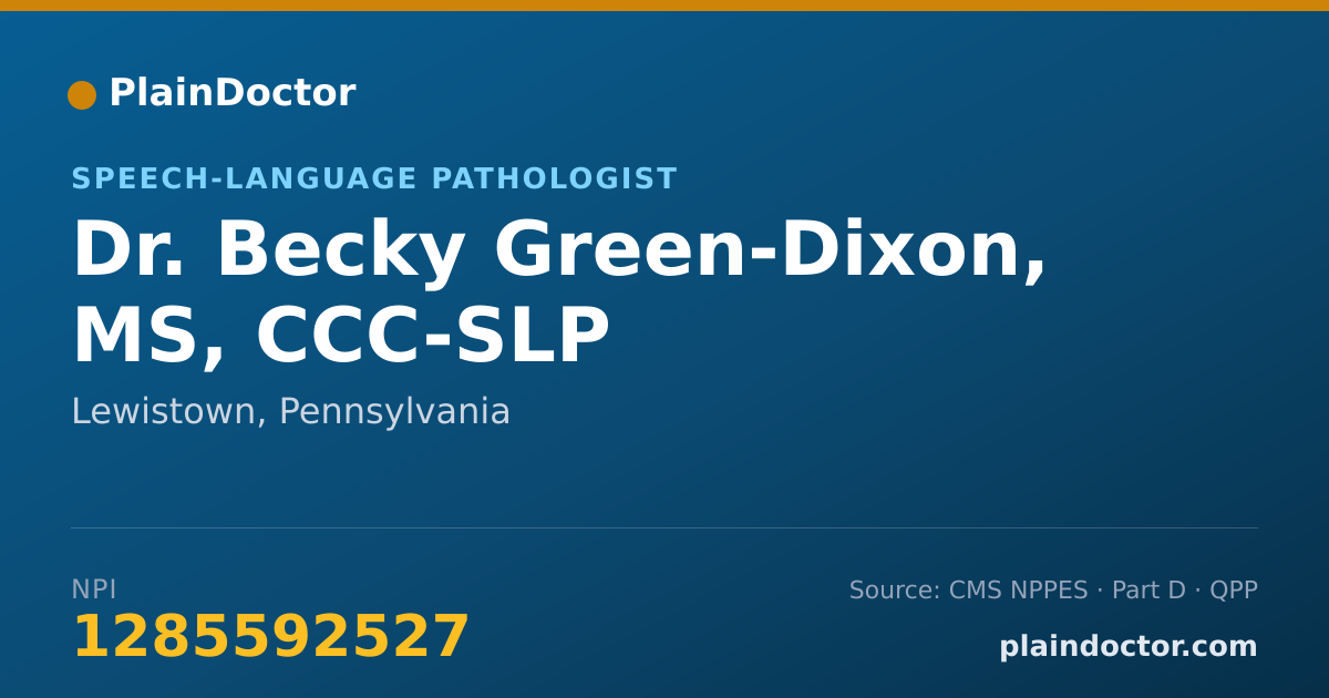 Shareable card for Becky Green-Dixon, MS, CCC-SLP - Speech-Language Pathologist, Lewistown, PA