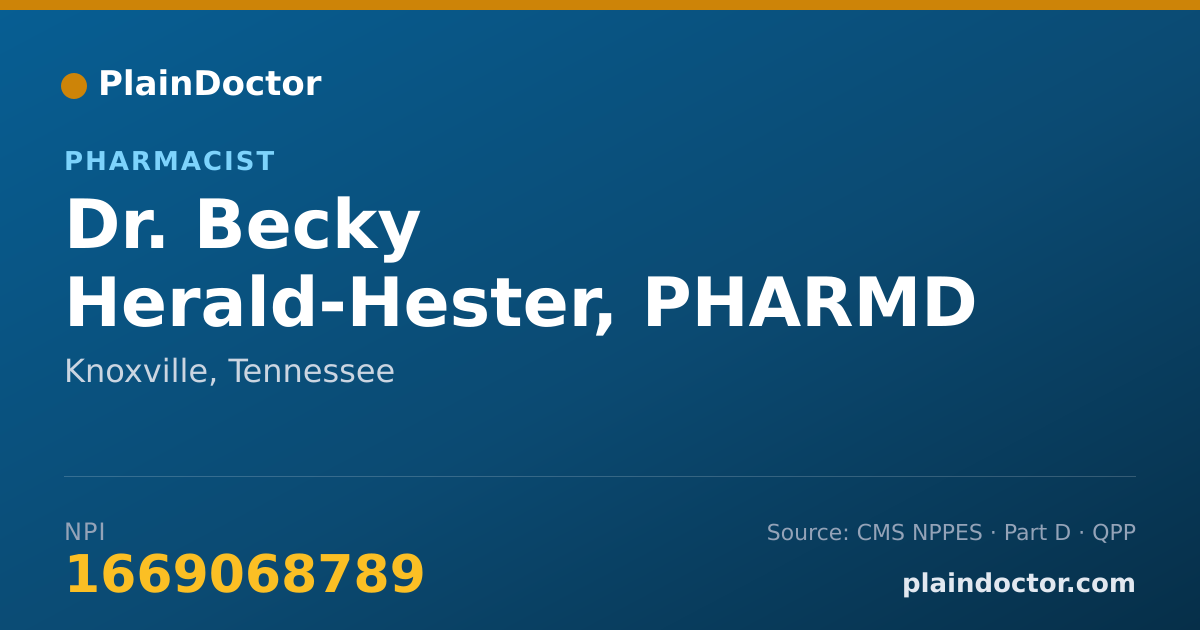 Shareable card for Becky Herald-Hester, PHARMD - Pharmacist, Knoxville, TN