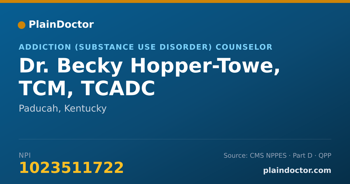Shareable card for Becky Hopper-Towe, TCM, TCADC - Addiction (Substance Use Disorder) Counselor, Paducah, KY