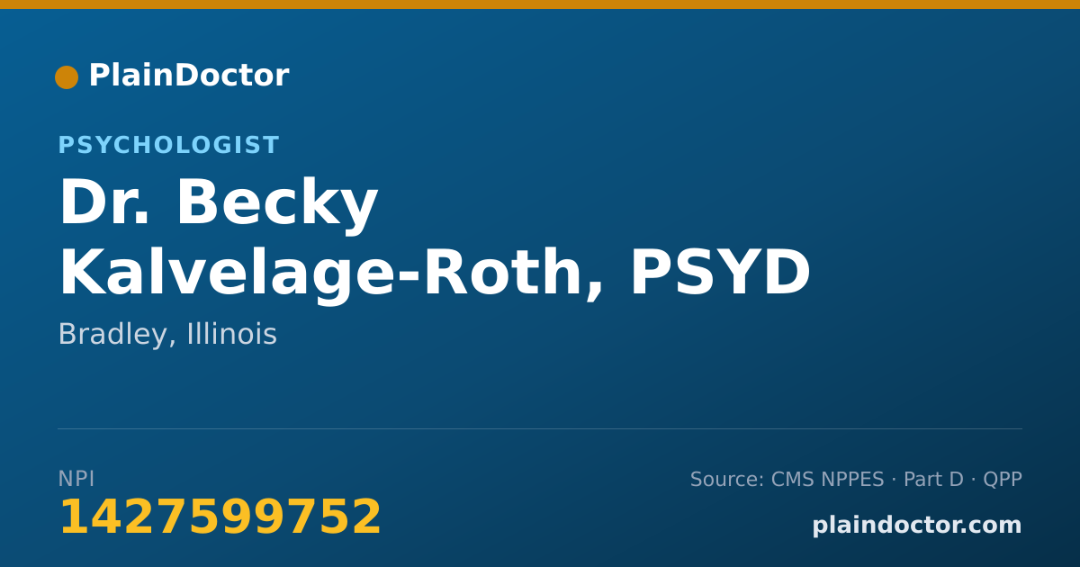 Shareable card for Becky Kalvelage-Roth, PSYD - Psychologist, Bradley, IL