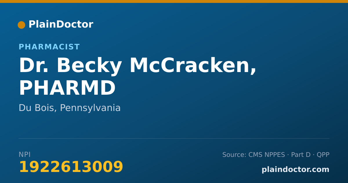 Shareable card for Becky McCracken, PHARMD - Pharmacist, Du Bois, PA