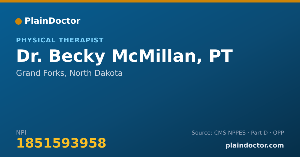 Shareable card for Becky McMillan, PT - Physical Therapist, Grand Forks, ND