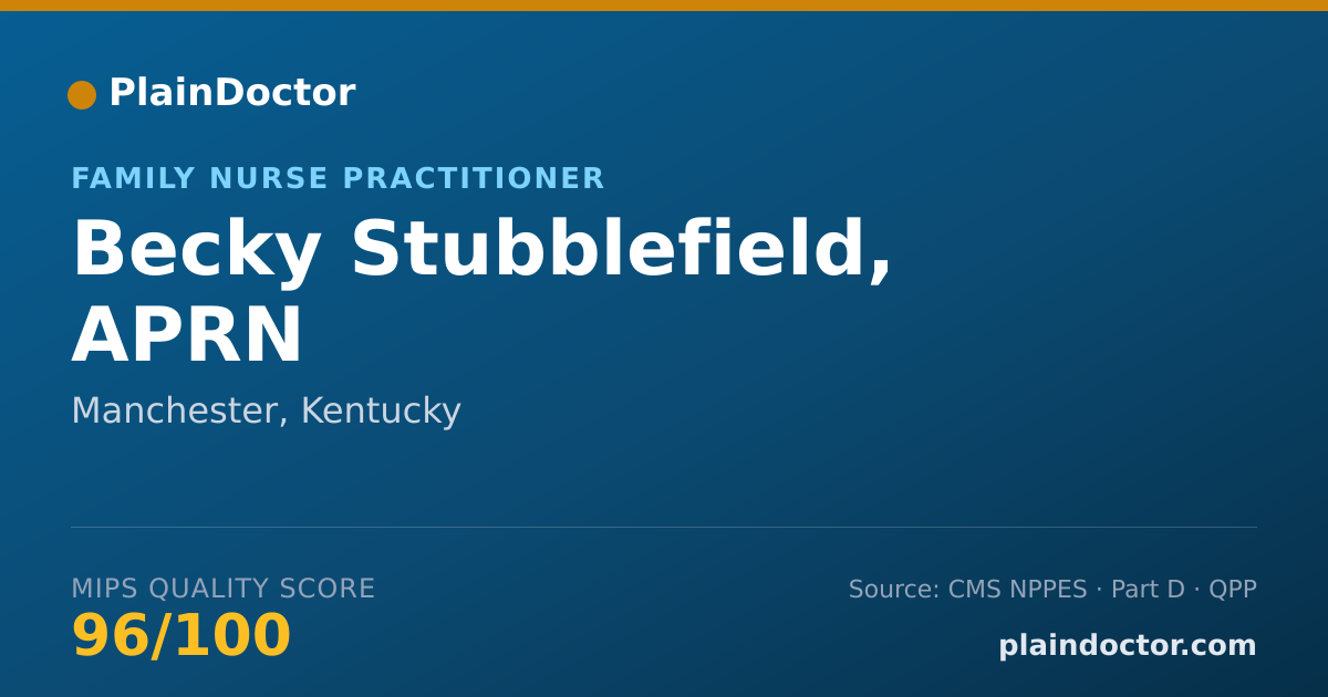 Shareable card for Becky Stubblefield, APRN - Family Nurse Practitioner, Manchester, KY