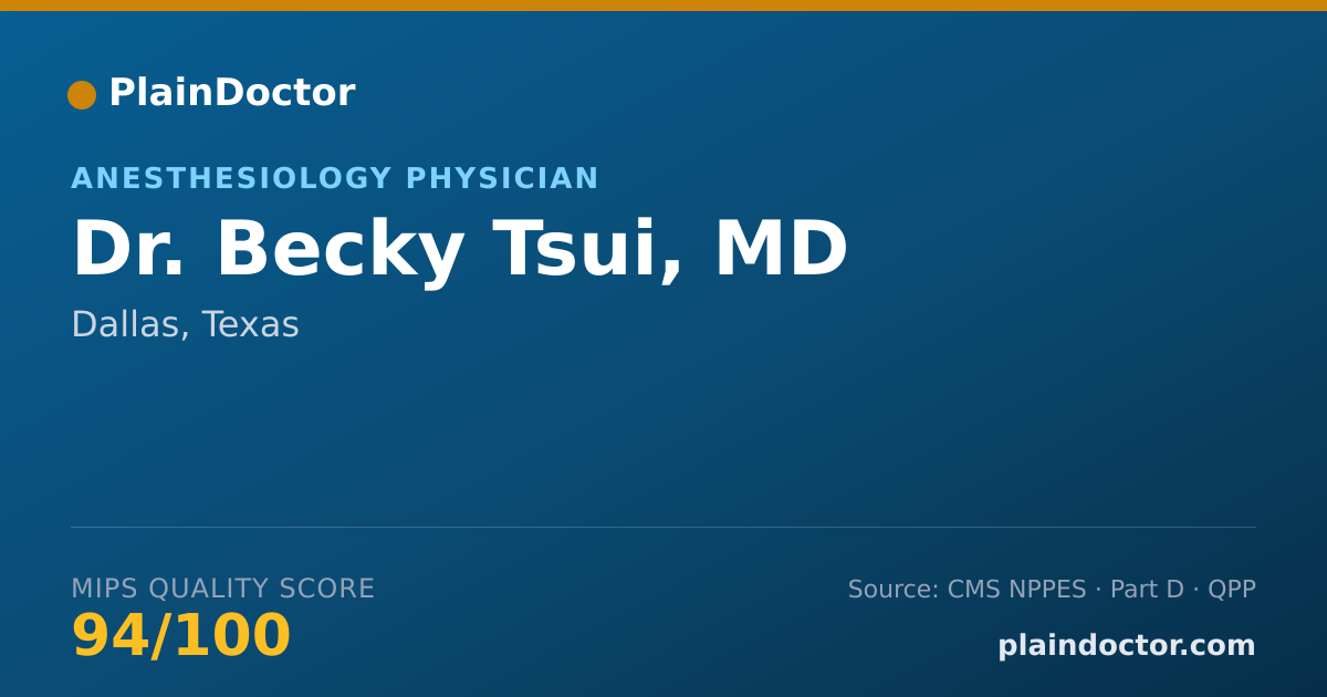 Shareable card for Becky Tsui, MD - Anesthesiology Physician, Dallas, TX