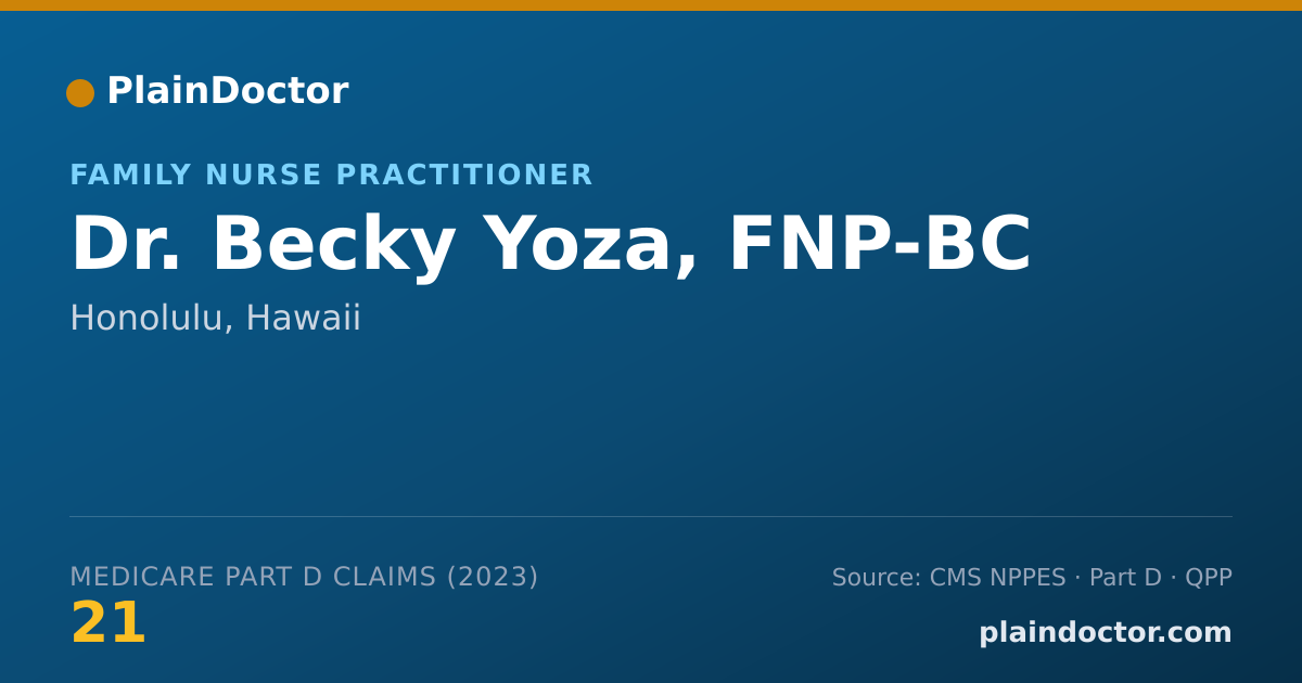Shareable card for Becky Yoza, FNP-BC - Family Nurse Practitioner, Honolulu, HI