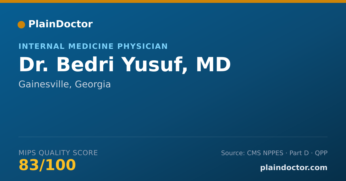 Shareable card for Bedri Yusuf, MD - Internal Medicine Physician, Gainesville, GA