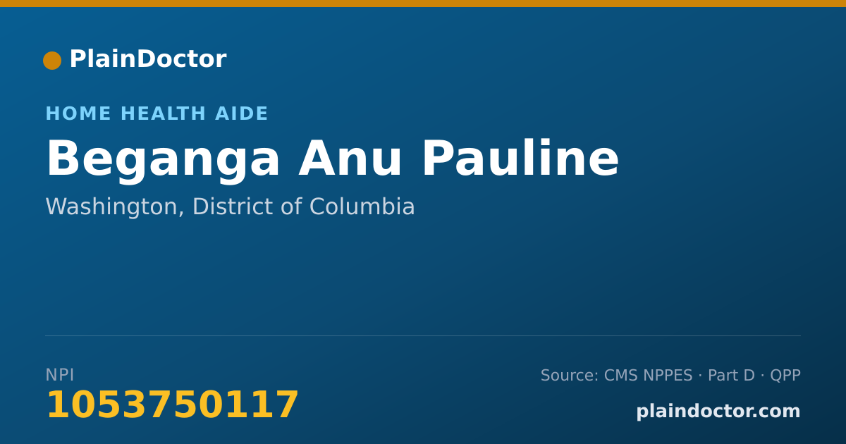 Shareable card for Beganga Anu Pauline - Home Health Aide, Washington, DC