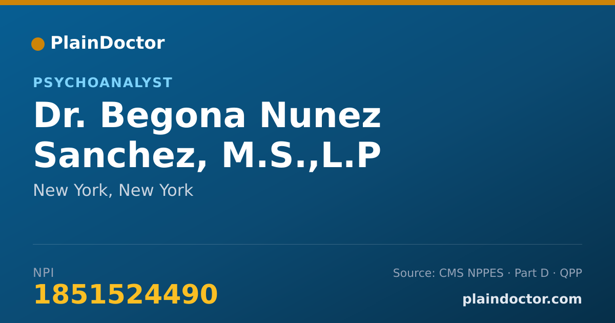 Shareable card for Begona Nunez Sanchez, M.S.,L.P - Psychoanalyst, New York, NY