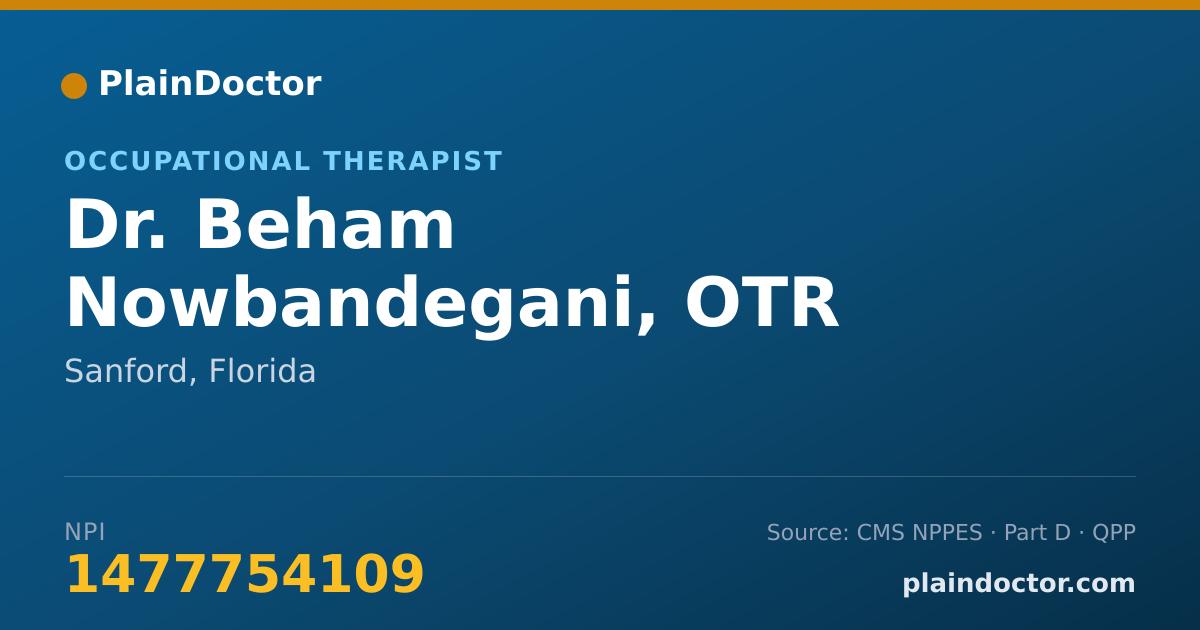 Shareable card for Beham Nowbandegani, OTR - Occupational Therapist, Sanford, FL