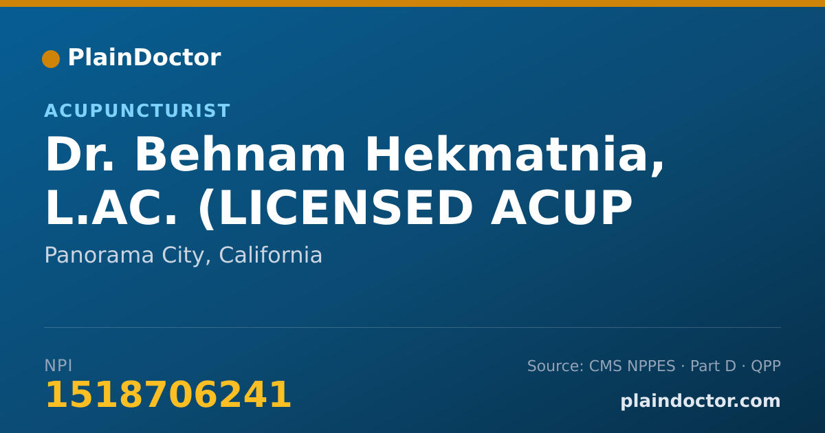 Shareable card for Behnam Hekmatnia, L.AC. (LICENSED ACUP - Acupuncturist, Panorama City, CA