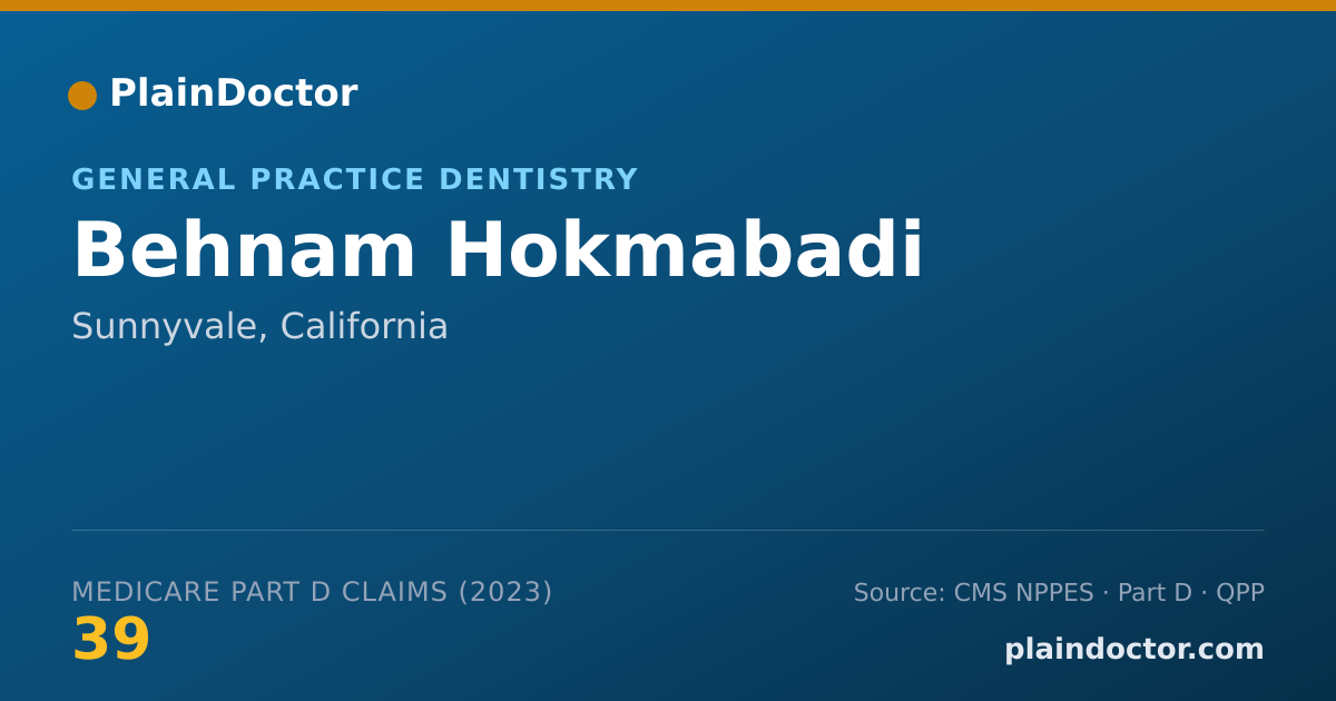 Shareable card for Behnam Hokmabadi - General Practice Dentistry, Sunnyvale, CA