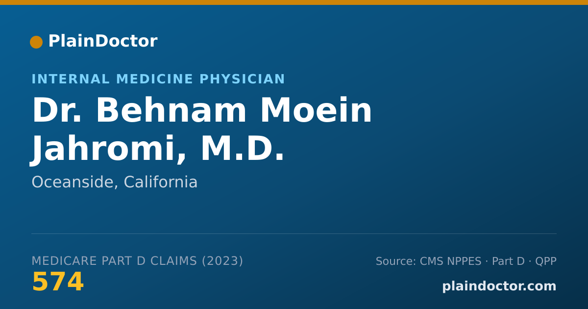 Shareable card for Behnam Moein Jahromi, M.D. - Internal Medicine Physician, Oceanside, CA