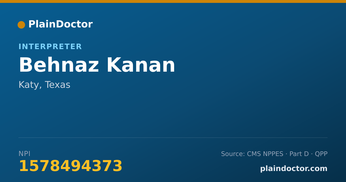 Shareable card for Behnaz Kanan - Interpreter, Katy, TX
