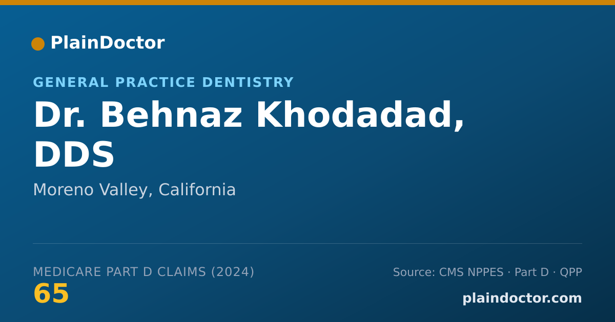 Shareable card for Behnaz Khodadad, DDS - General Practice Dentistry, Moreno Valley, CA