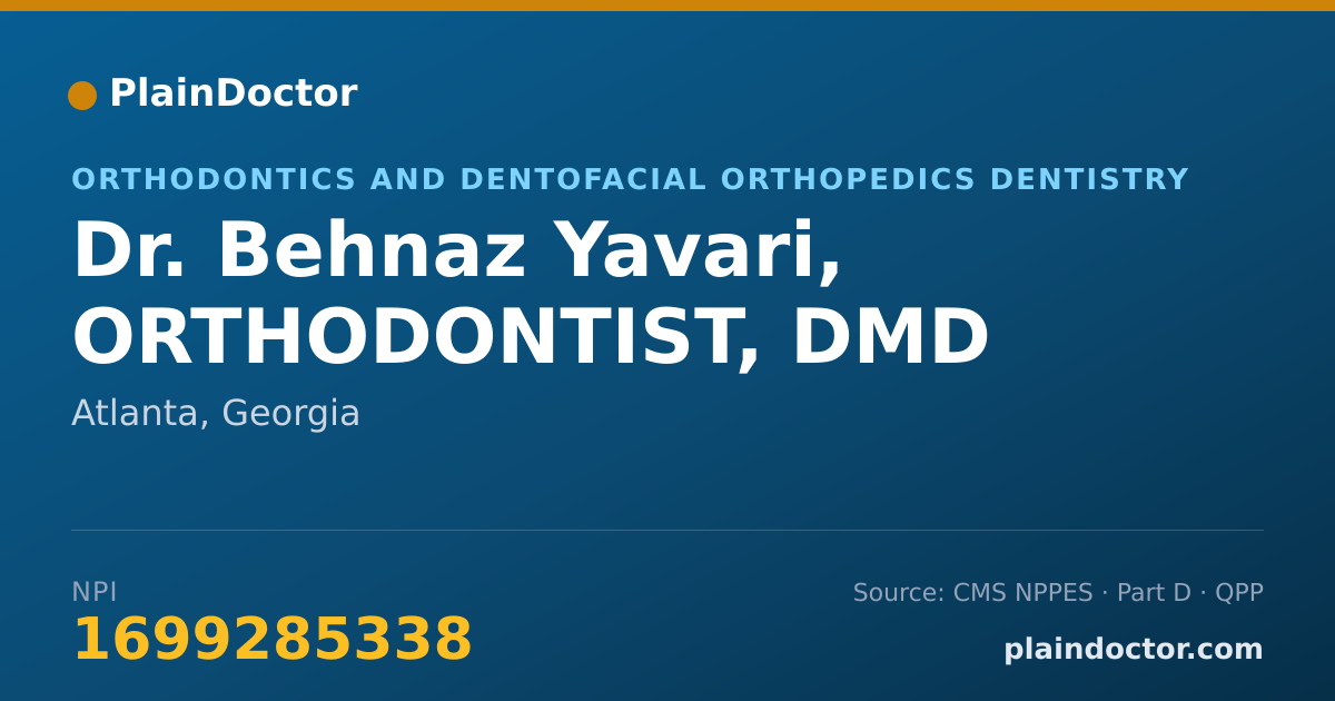 Shareable card for Behnaz Yavari, ORTHODONTIST, DMD - Orthodontics and Dentofacial Orthopedics Dentistry, Atlanta, GA