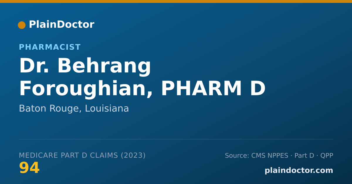 Shareable card for Behrang Foroughian, PHARM D - Pharmacist, Baton Rouge, LA