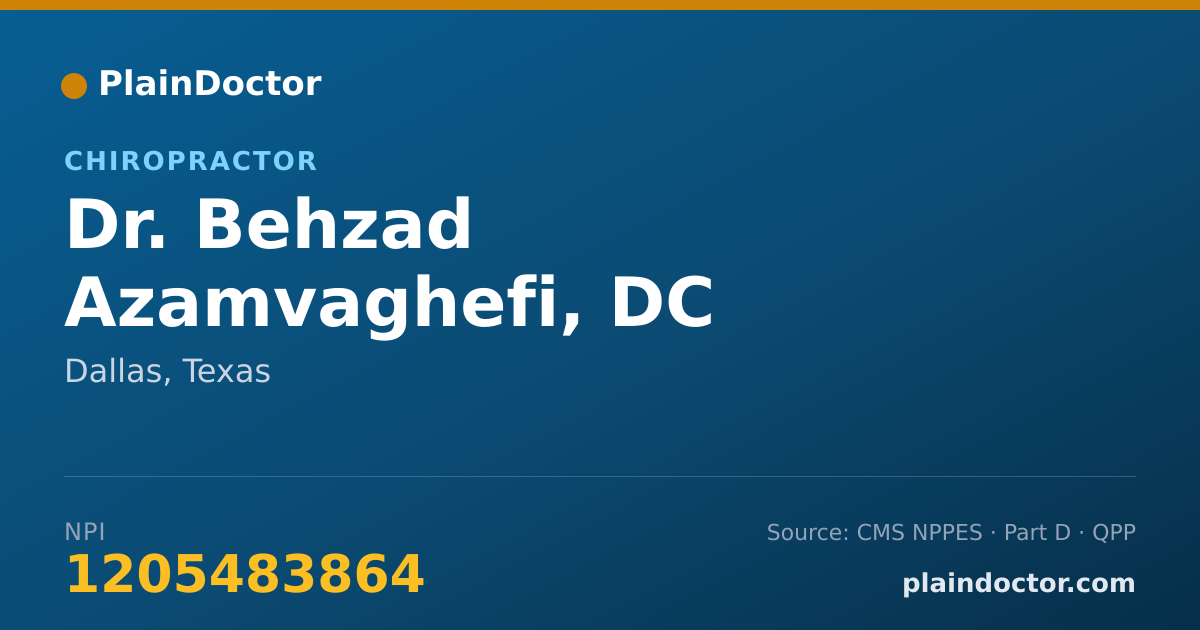 Shareable card for Behzad Azamvaghefi, DC - Chiropractor, Dallas, TX