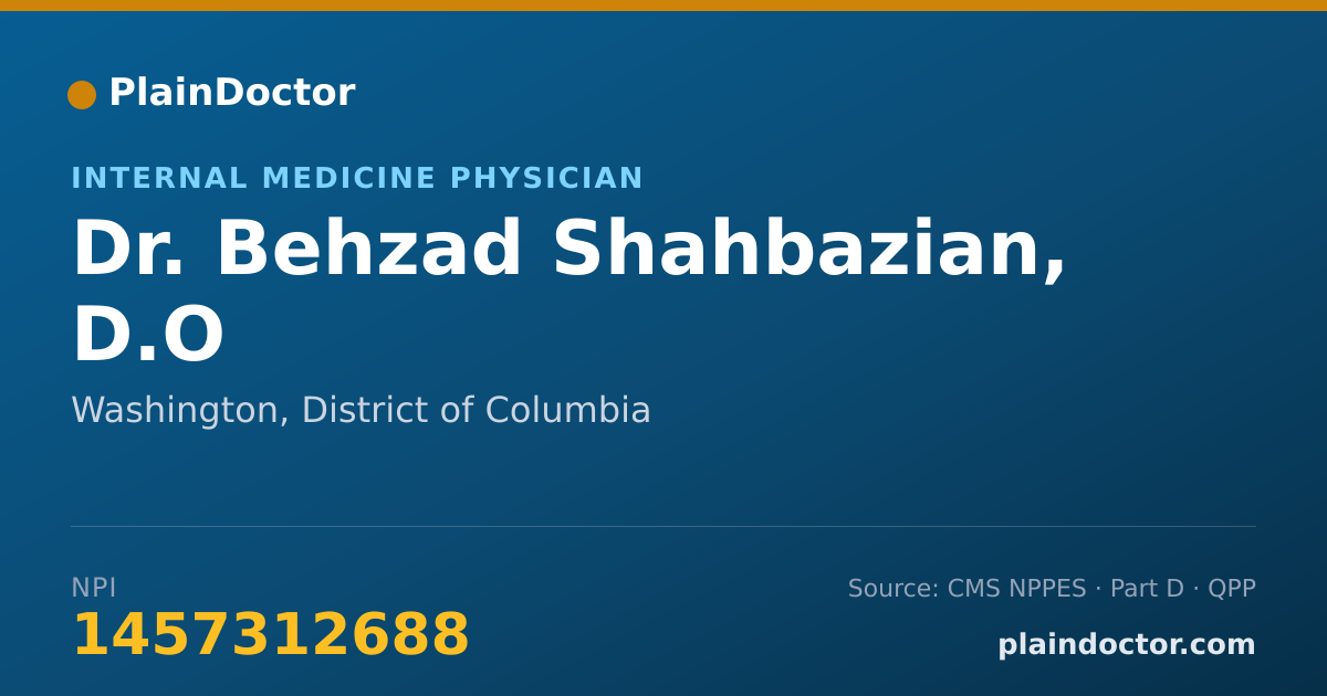 Shareable card for Behzad Shahbazian, D.O - Internal Medicine Physician, Washington, DC