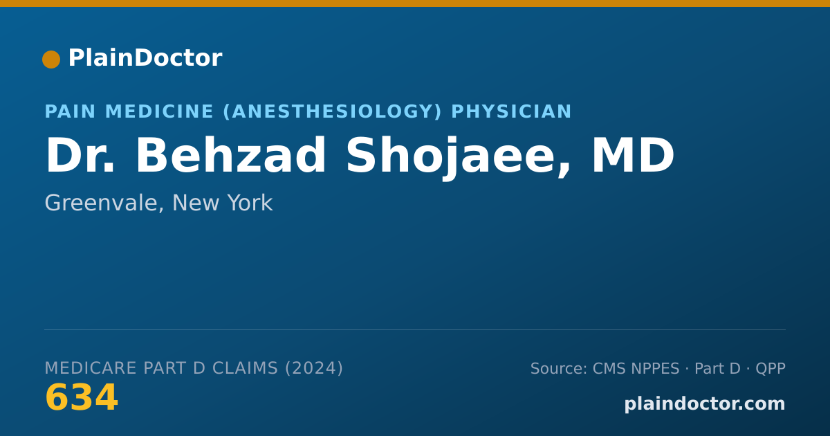 Shareable card for Behzad Shojaee, MD - Pain Medicine (Anesthesiology) Physician, Greenvale, NY