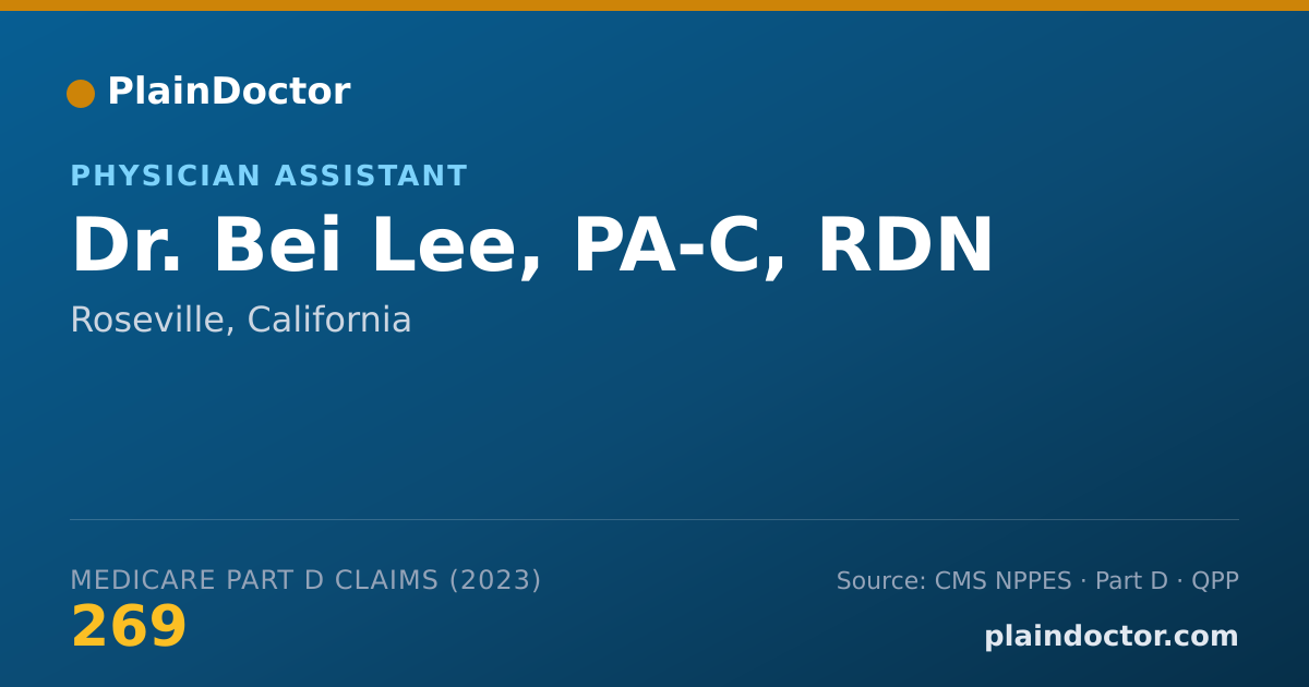 Shareable card for Bei Lee, PA-C, RDN - Physician Assistant, Roseville, CA
