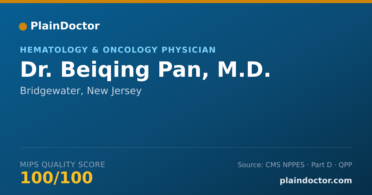 Shareable card for Beiqing Pan, M.D. - Hematology & Oncology Physician, Bridgewater, NJ