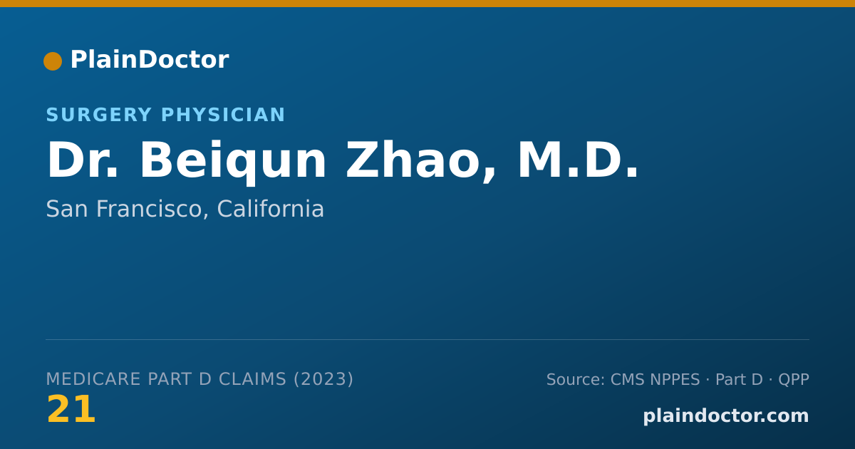 Shareable card for Beiqun Zhao, M.D. - Surgery Physician, San Francisco, CA
