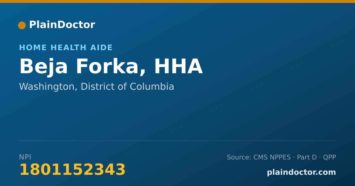 Shareable card for Beja Forka, HHA - Home Health Aide, Washington, DC