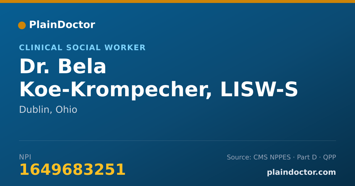Shareable card for Bela Koe-Krompecher, LISW-S - Clinical Social Worker, Dublin, OH