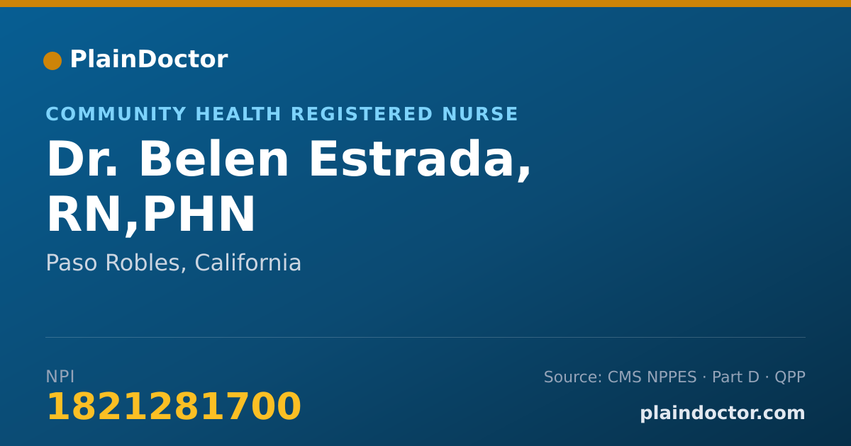 Shareable card for Belen Estrada, RN,PHN - Community Health Registered Nurse, Paso Robles, CA