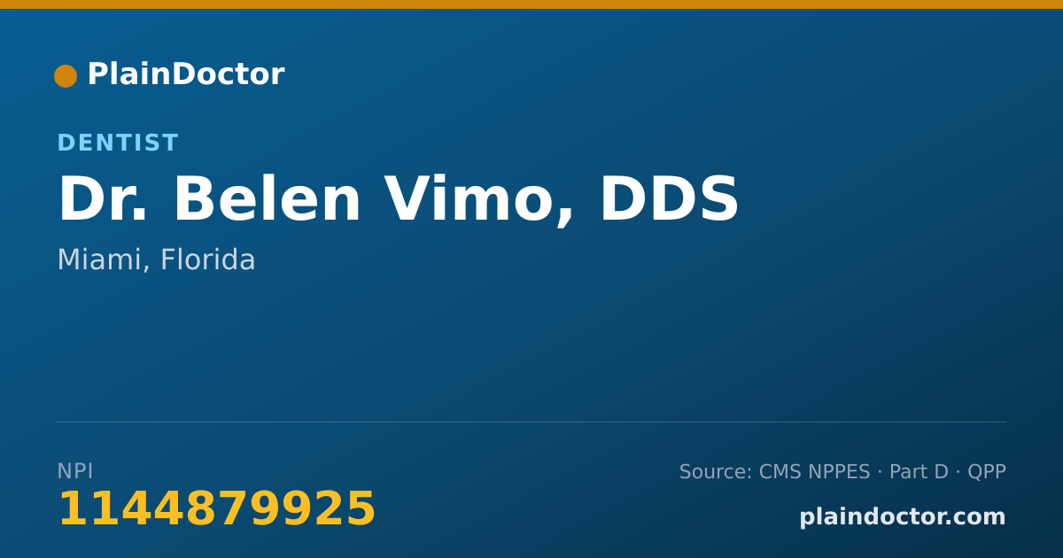 Shareable card for Belen Vimo, DDS - Dentist, Miami, FL