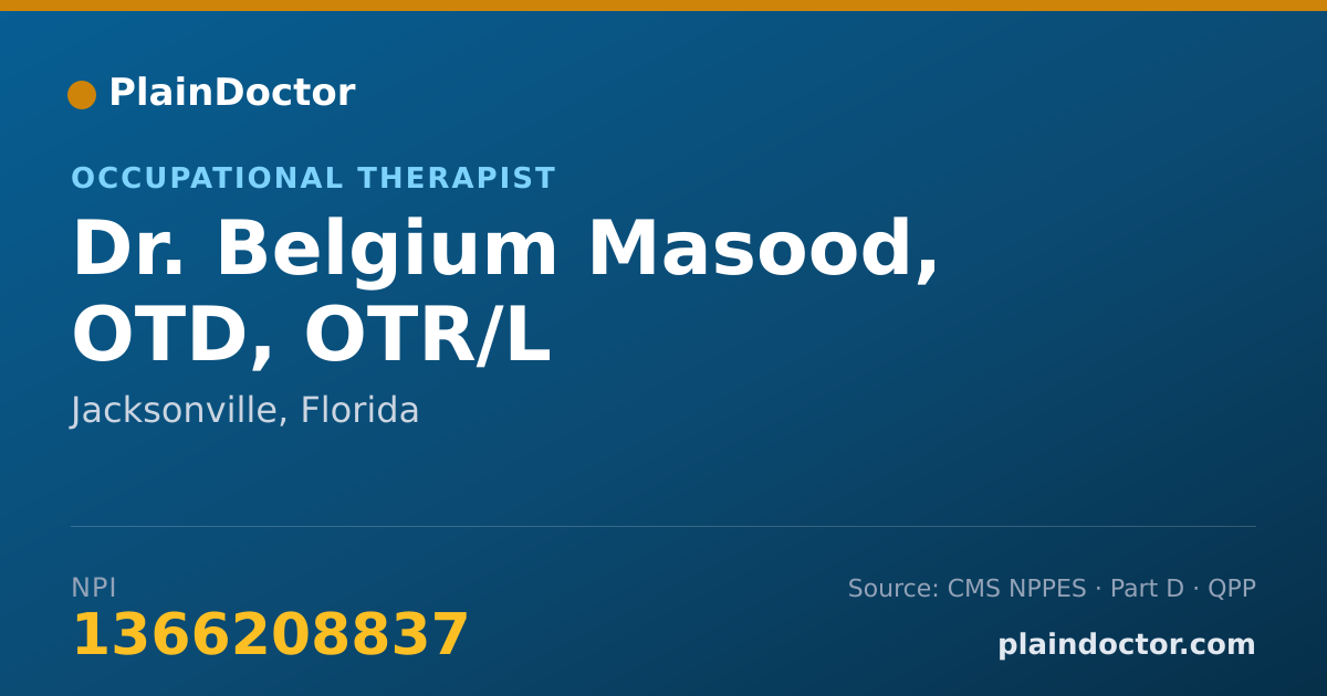 Shareable card for Belgium Masood, OTD, OTR/L - Occupational Therapist, Jacksonville, FL