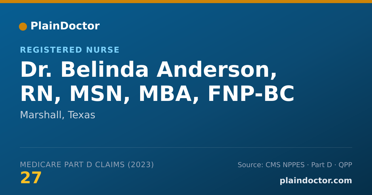 Shareable card for Belinda Anderson, RN, MSN, MBA, FNP-BC - Registered Nurse, Marshall, TX