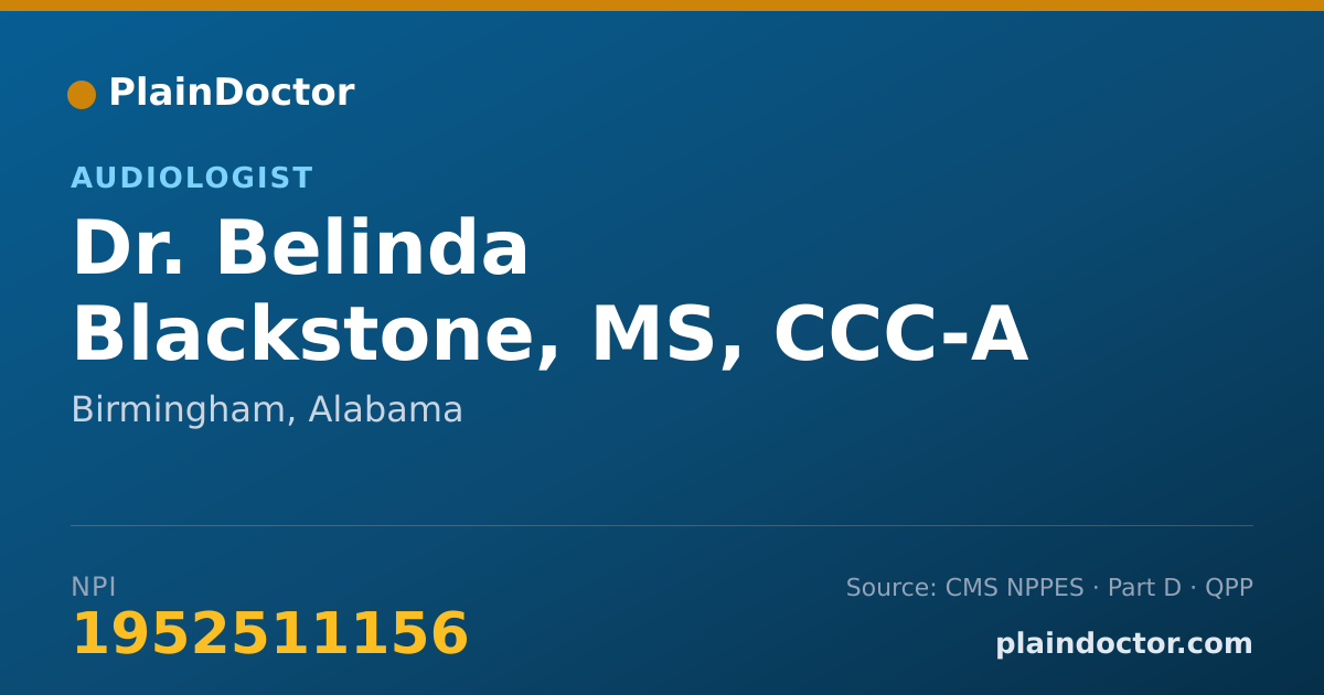 Shareable card for Belinda Blackstone, MS, CCC-A - Audiologist, Birmingham, AL