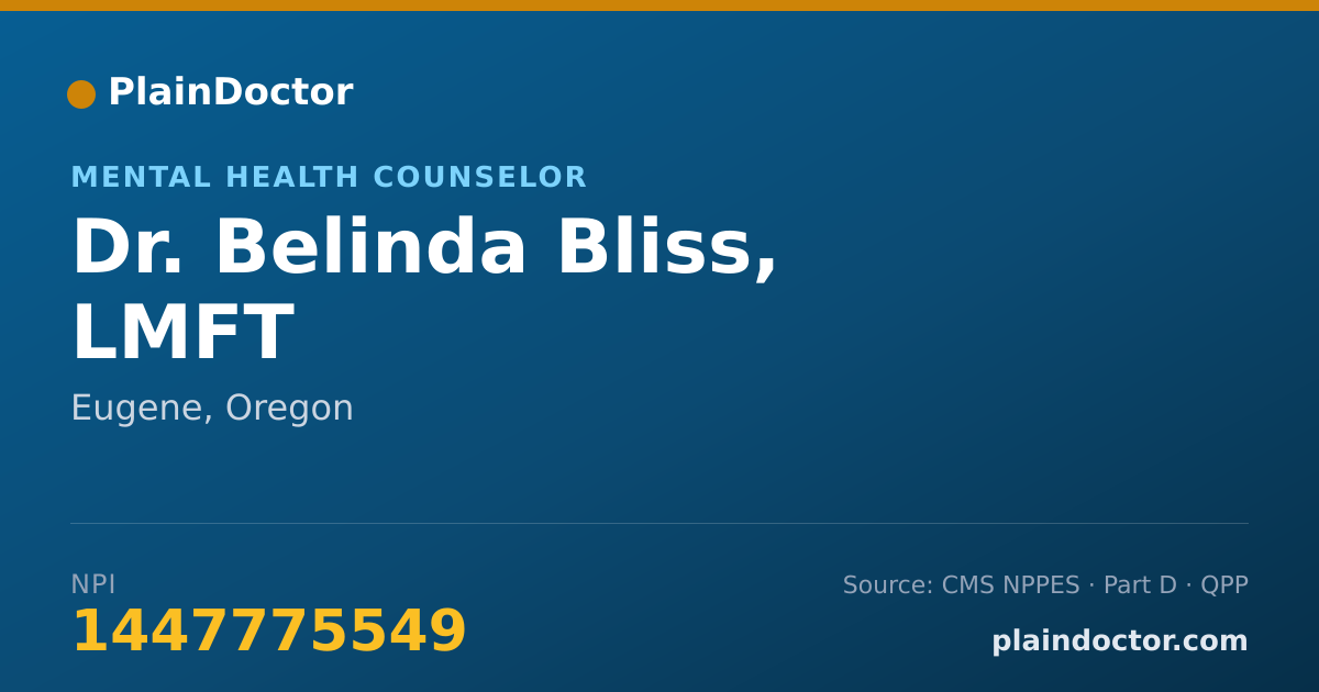 Shareable card for Belinda Bliss, LMFT - Mental Health Counselor, Eugene, OR