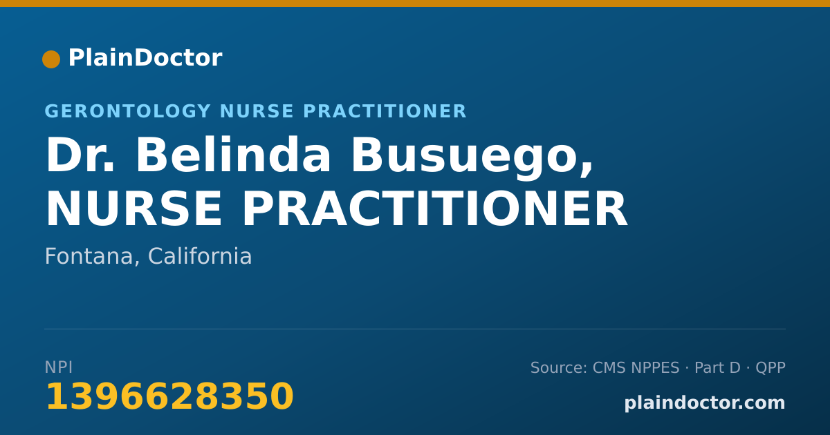Shareable card for Belinda Busuego, NURSE PRACTITIONER - Gerontology Nurse Practitioner, Fontana, CA