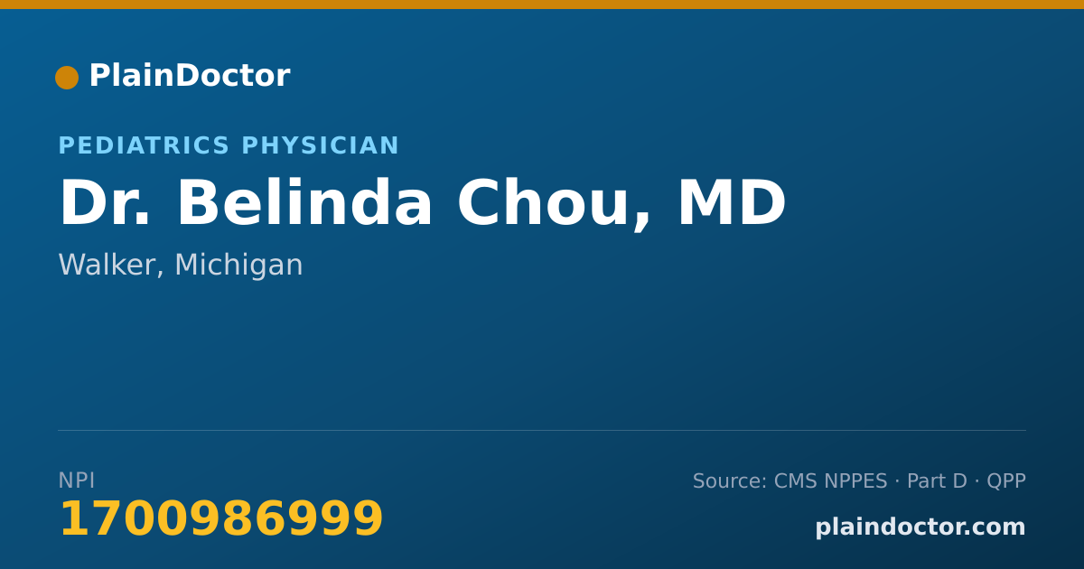 Shareable card for Belinda Chou, MD - Pediatrics Physician, Walker, MI
