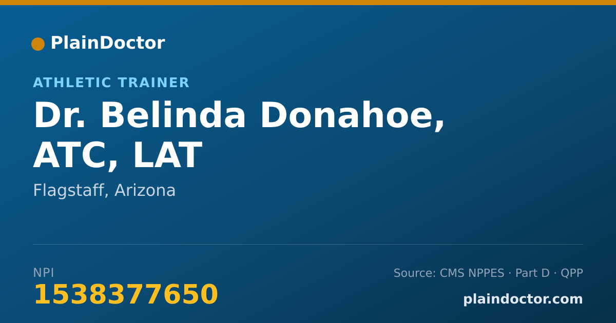 Shareable card for Belinda Donahoe, ATC, LAT - Athletic Trainer, Flagstaff, AZ