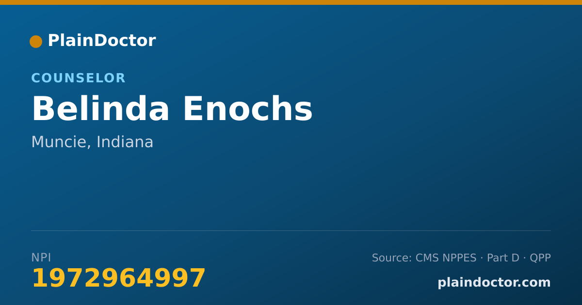 Shareable card for Belinda Enochs - Counselor, Muncie, IN