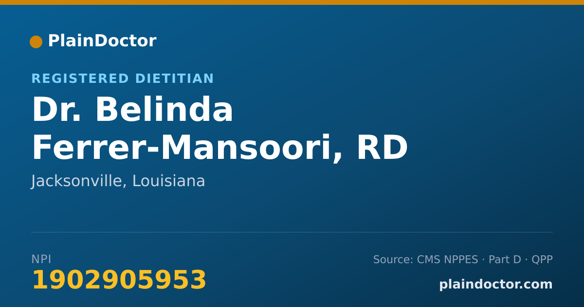 Shareable card for Belinda Ferrer-Mansoori, RD - Registered Dietitian, Jacksonville, LA