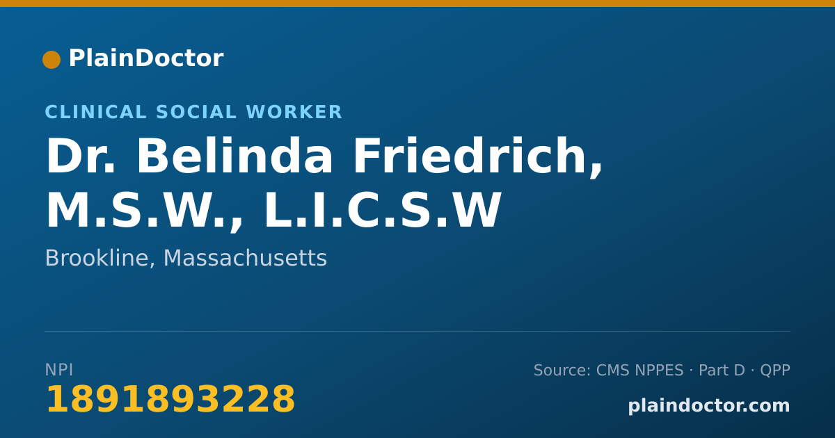 Shareable card for Belinda Friedrich, M.S.W., L.I.C.S.W - Clinical Social Worker, Brookline, MA