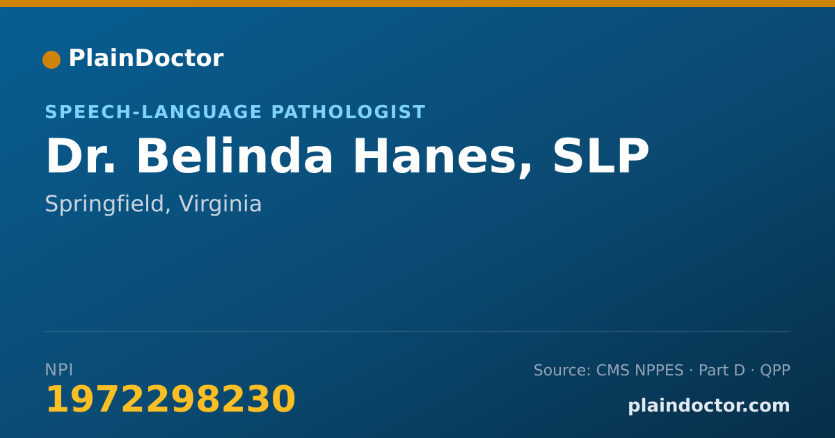 Shareable card for Belinda Hanes, SLP - Speech-Language Pathologist, Springfield, VA
