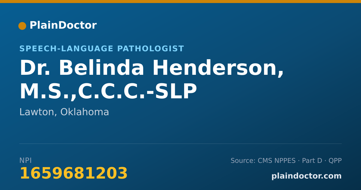 Shareable card for Belinda Henderson, M.S.,C.C.C.-SLP - Speech-Language Pathologist, Lawton, OK