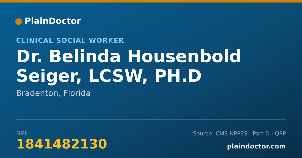 Shareable card for Belinda Housenbold Seiger, LCSW, PH.D - Clinical Social Worker, Bradenton, FL