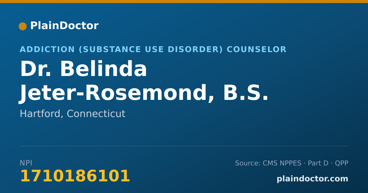 Shareable card for Belinda Jeter-Rosemond, B.S. - Addiction (Substance Use Disorder) Counselor, Hartford, CT