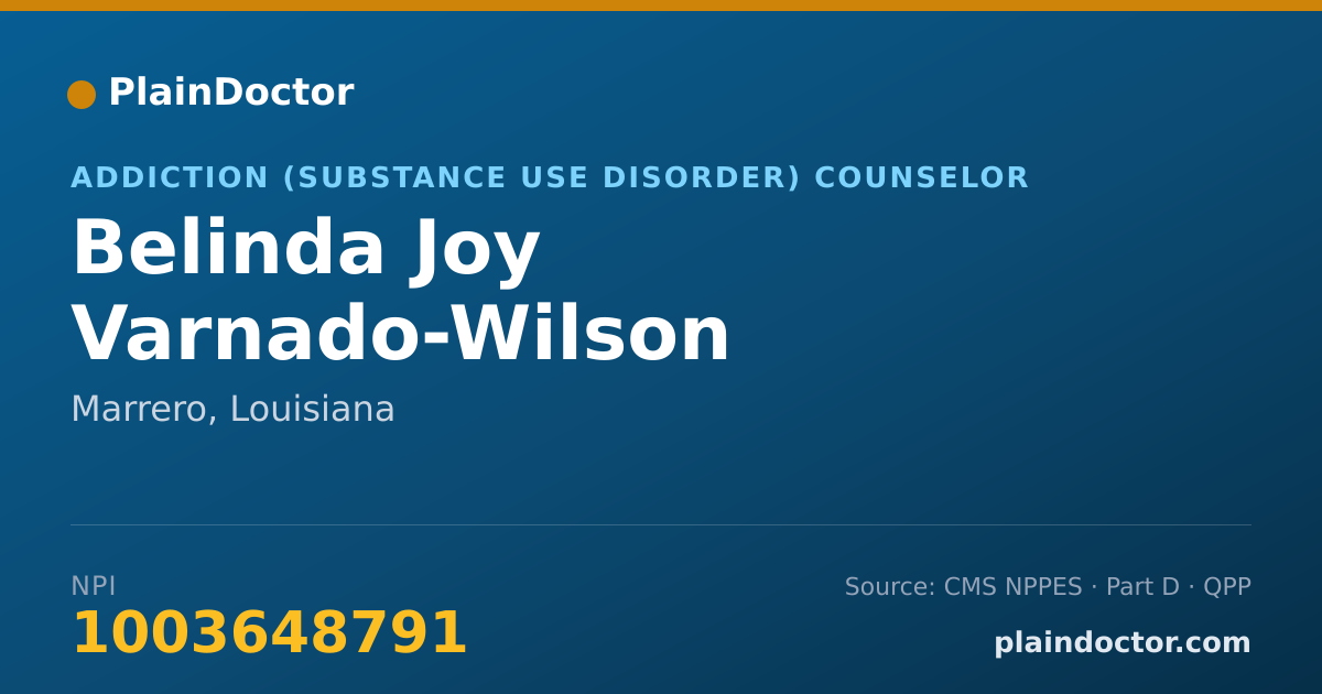 Shareable card for Belinda Joy Varnado-Wilson - Addiction (Substance Use Disorder) Counselor, Marrero, LA