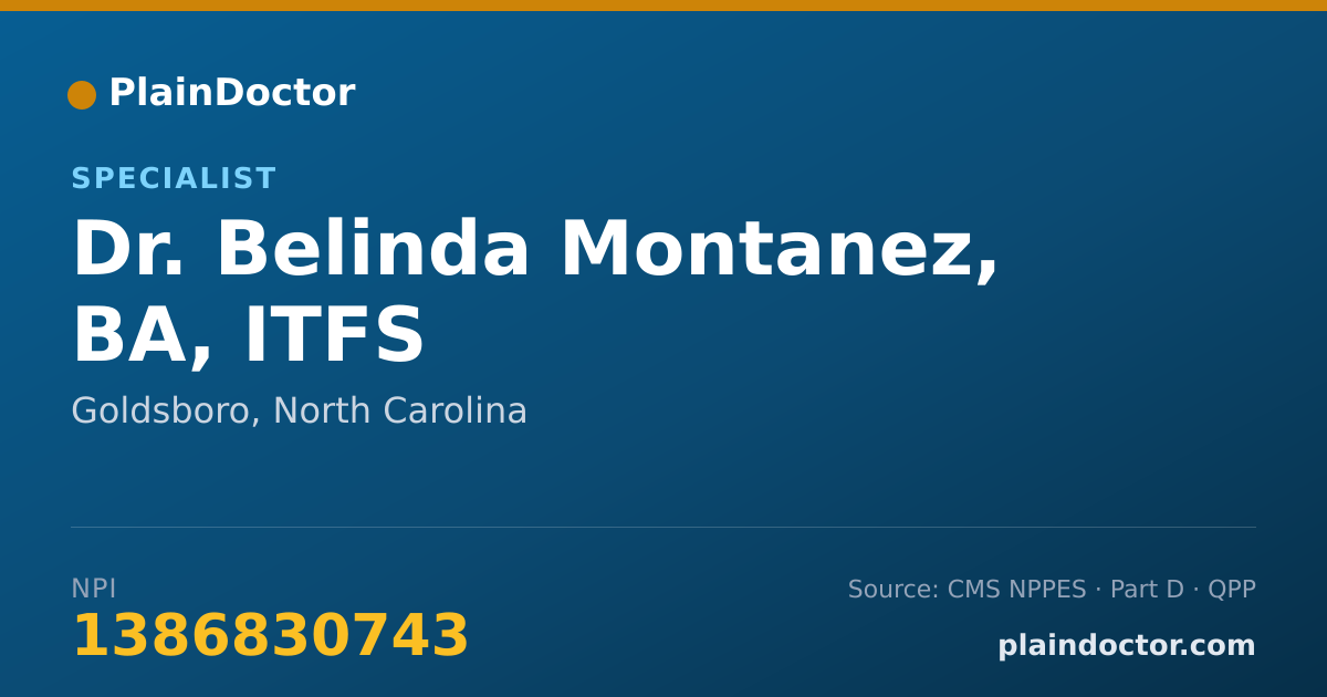 Shareable card for Belinda Montanez, BA, ITFS - Specialist, Goldsboro, NC